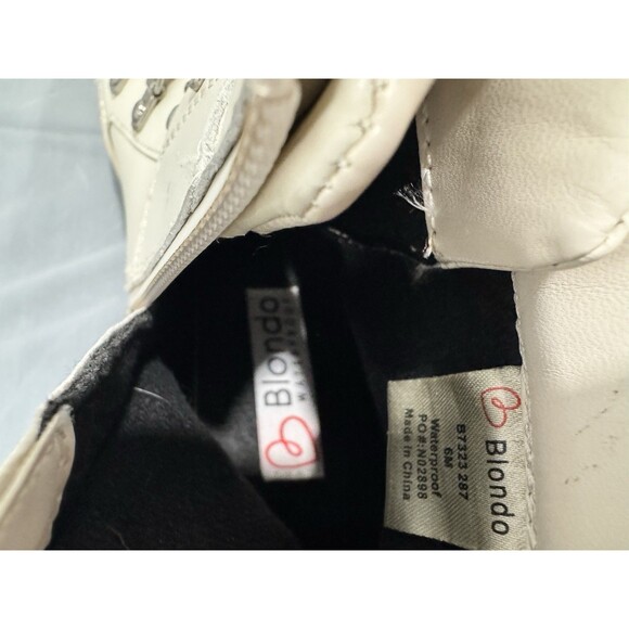 Blondo Waterproof Ankle Boots Cream Leather Lug Sole Lace Up Zip Women’s 6W - Picture 9 of 9